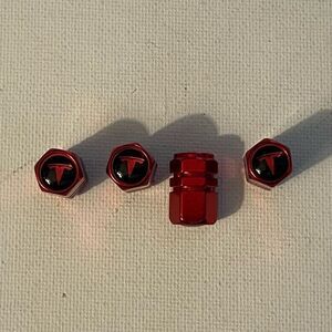 Tesla valve Stem caps in Red set of 4 NWT